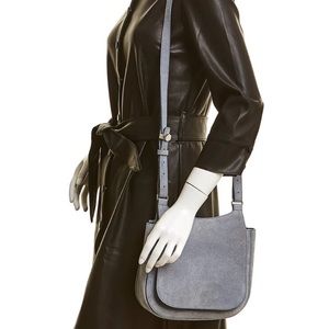 The Row Blue Suede Huntington 9 Saddle Bag